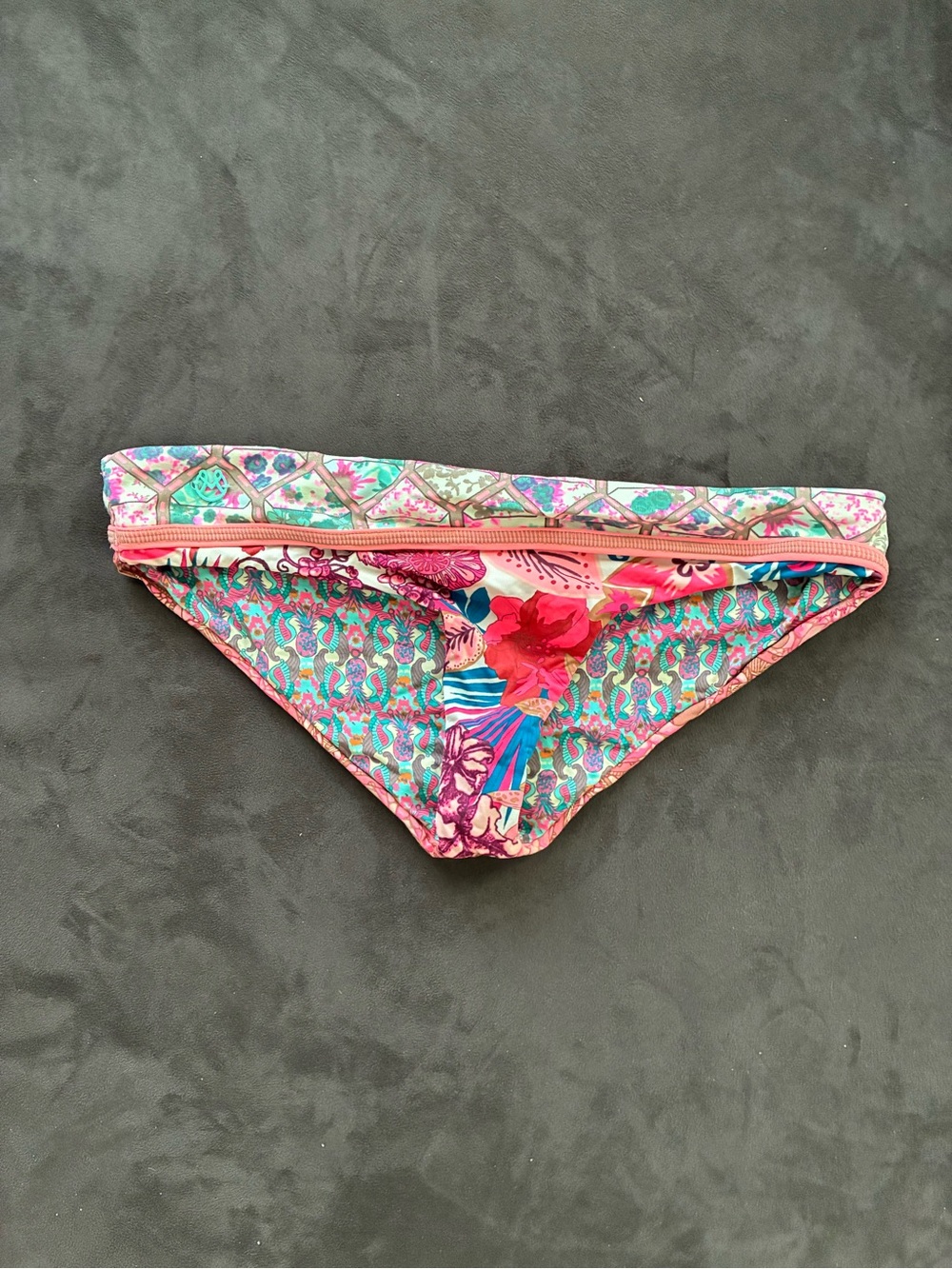 Maaji Floral Print Bikini Bottoms - Pink & Teal